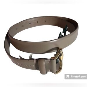 LAUREN Ralph Lauren Leather Tan Belt Sz Small Gold Logo Buckle Women